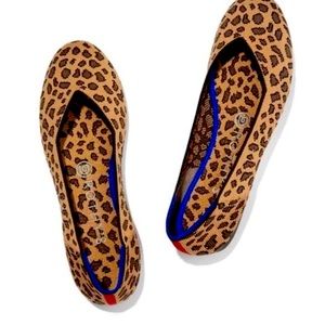 Like new! ROTHYS The Flat Round Toe Spotted Leopard Tan 9